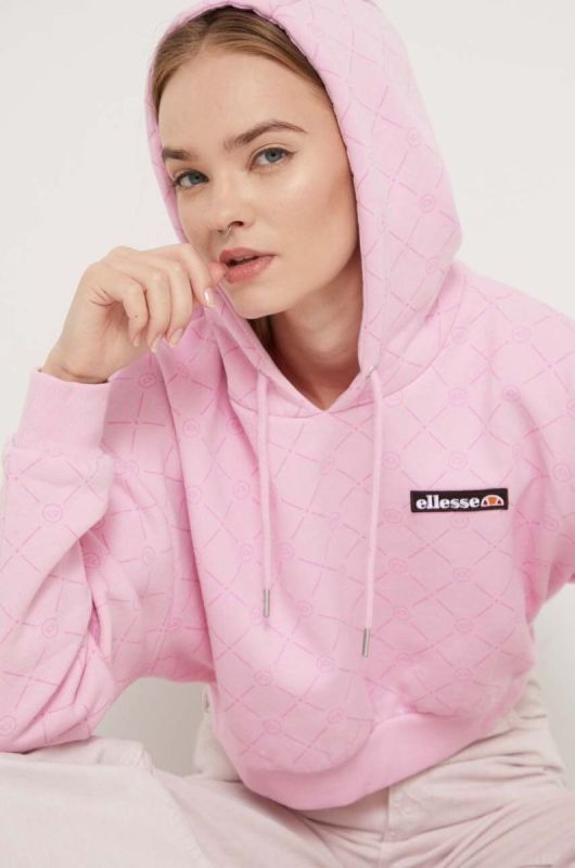 Кофта Ellesse жіноча колір рожевий з капюшоном візерунок