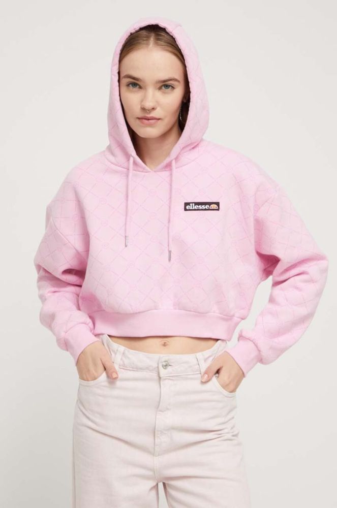 Кофта Ellesse жіноча колір рожевий з капюшоном візерунок фото 4