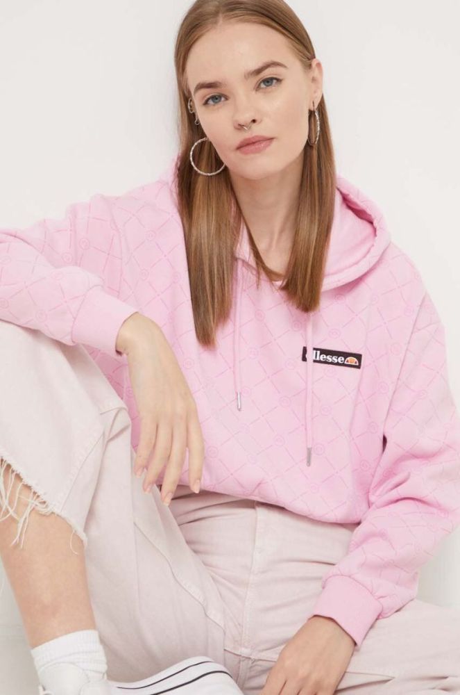 Кофта Ellesse жіноча колір рожевий з капюшоном візерунок фото 5
