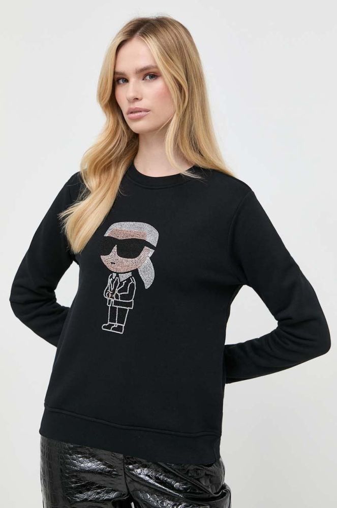 Кофта Karl Lagerfeld жіноча колір чорний з аплікацією (3503708)