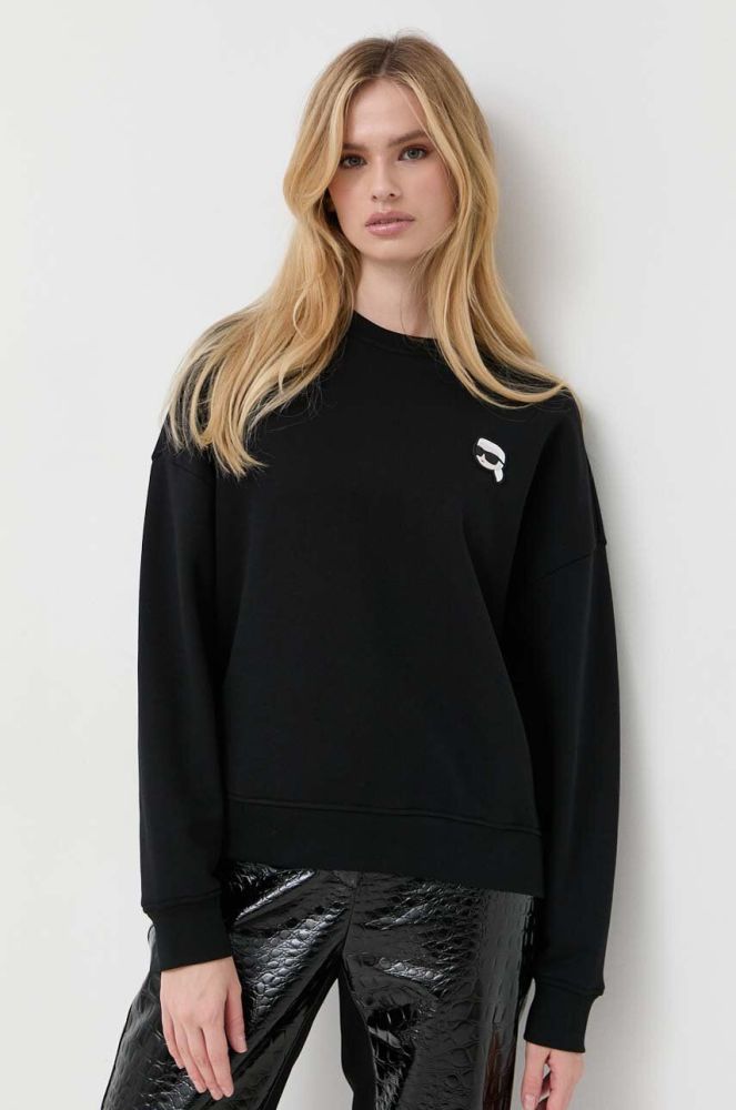 Кофта Karl Lagerfeld жіноча колір чорний з аплікацією (3503723)