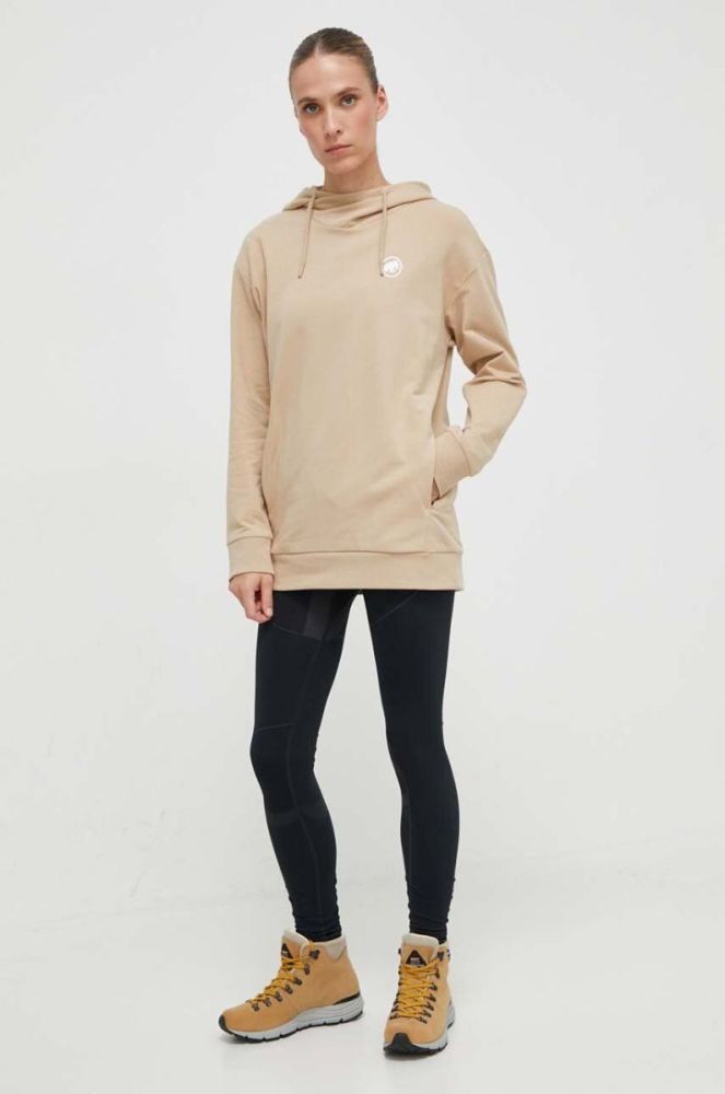 Кофта Mammut ML Hoody Original колір бежевий з капюшоном з принтом фото 2