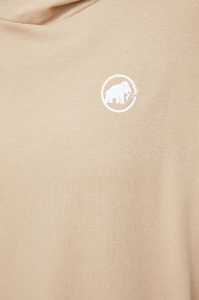 Кофта Mammut ML Hoody Original колір бежевий з капюшоном з принтом фото 5