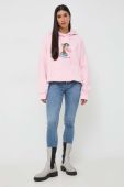 Бавовняна кофта Miss Sixty жіноча колір рожевий з капюшоном з принтом