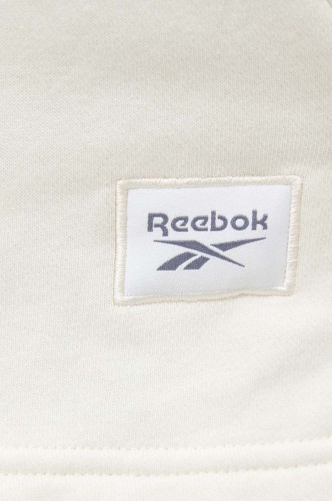 Кофта Reebok Classic жіноча колір бежевий з капюшоном однотонна фото 5