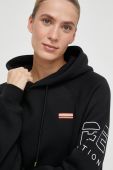 Кофта P.E Nation жіноча колір чорний з капюшоном з принтом