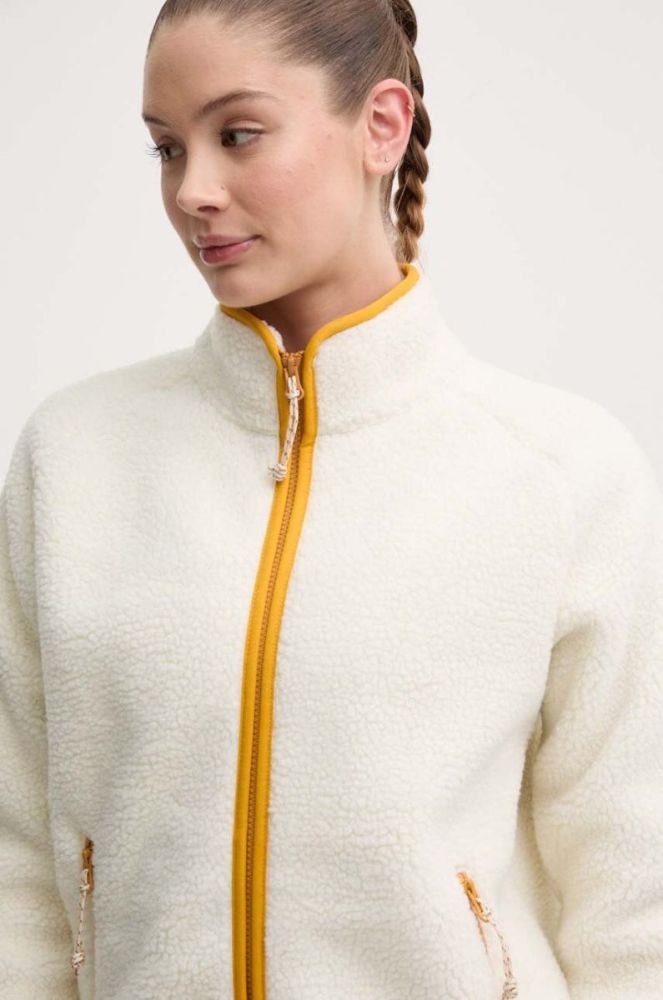 Флісова кофта Fjallraven Vardag Pile колір бежевий однотонна фото 4