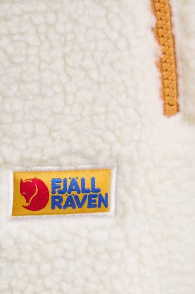 Флісова кофта Fjallraven Vardag Pile колір бежевий однотонна фото 5