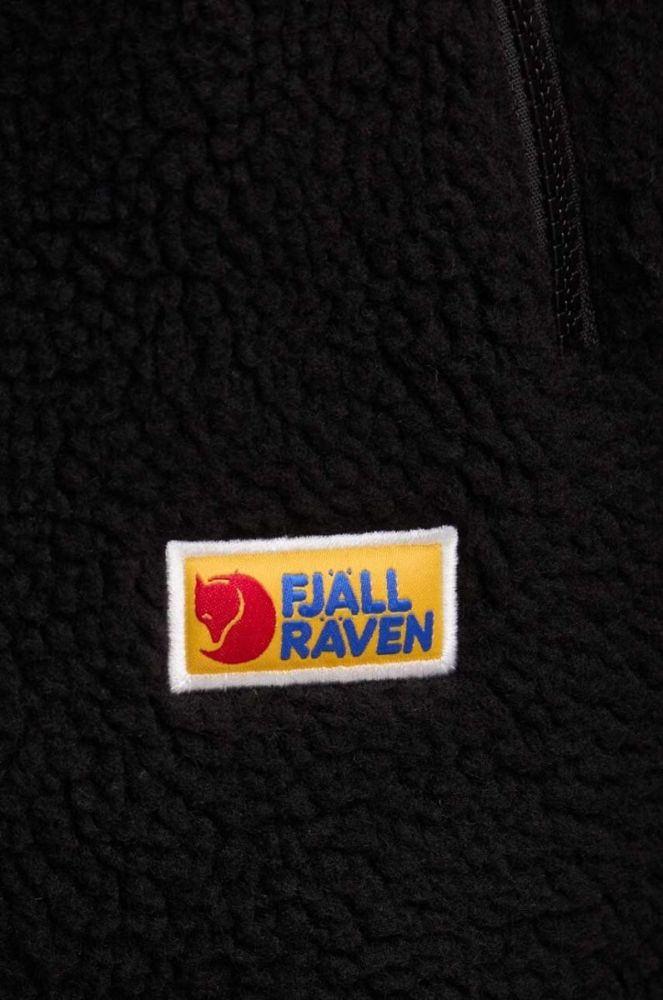 Флісова кофта Fjallraven Vardag Pile колір чорний однотонна фото 5