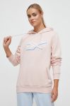 Кофта Reebok жіноча колір рожевий з капюшоном з принтом (3574233)