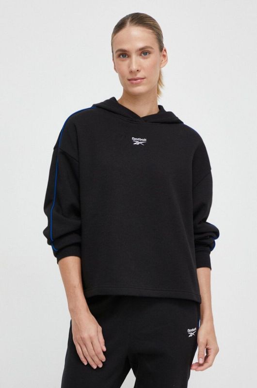 Кофта Reebok жіноча колір чорний з капюшоном однотонна (3553653)