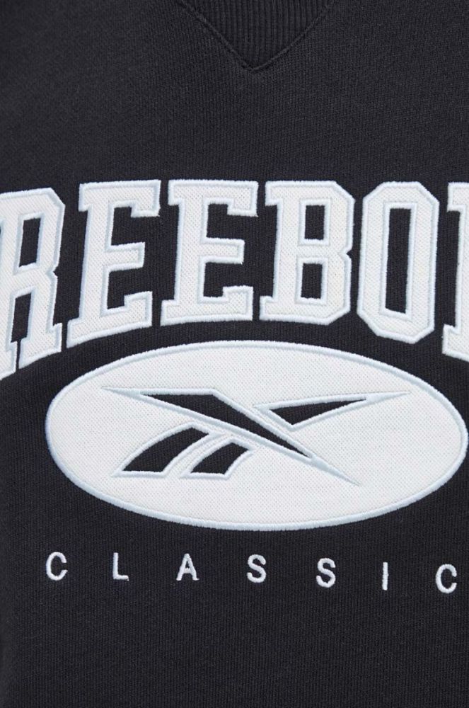 Бавовняна кофта Reebok Classic жіноча колір чорний з капюшоном з аплікацією фото 4