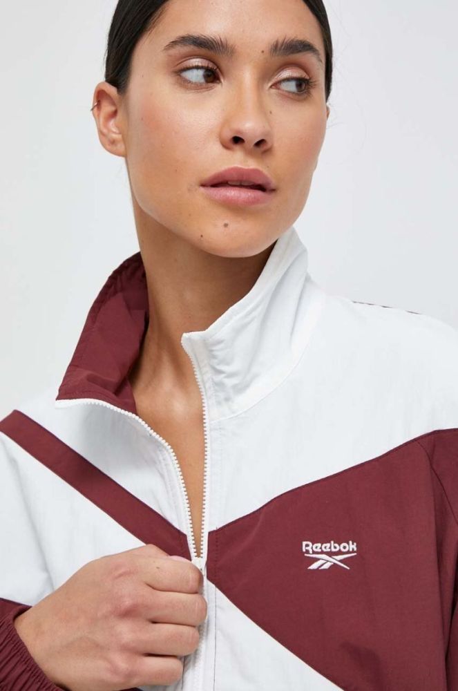 Кофта Reebok Classic жіноча колір бордовий з капюшоном візерунок фото 4