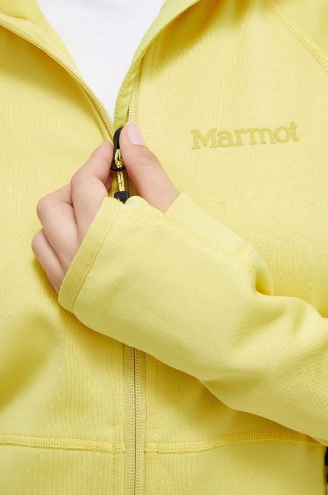 Спортивна кофта Marmot Olden Polartec колір жовтий з капюшоном однотонна фото 5