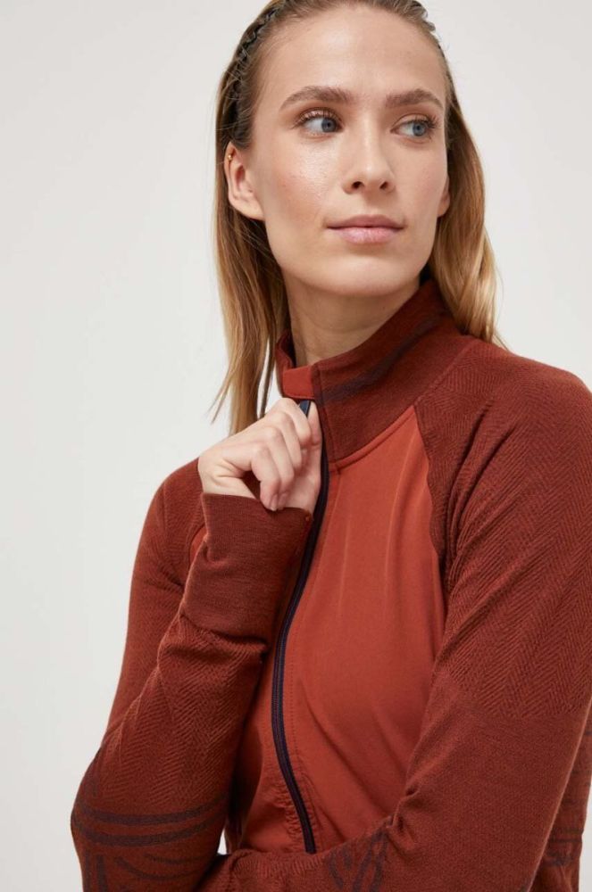 Спортивна кофта Smartwool Intraknit Active колір коричневий однотонна фото 4