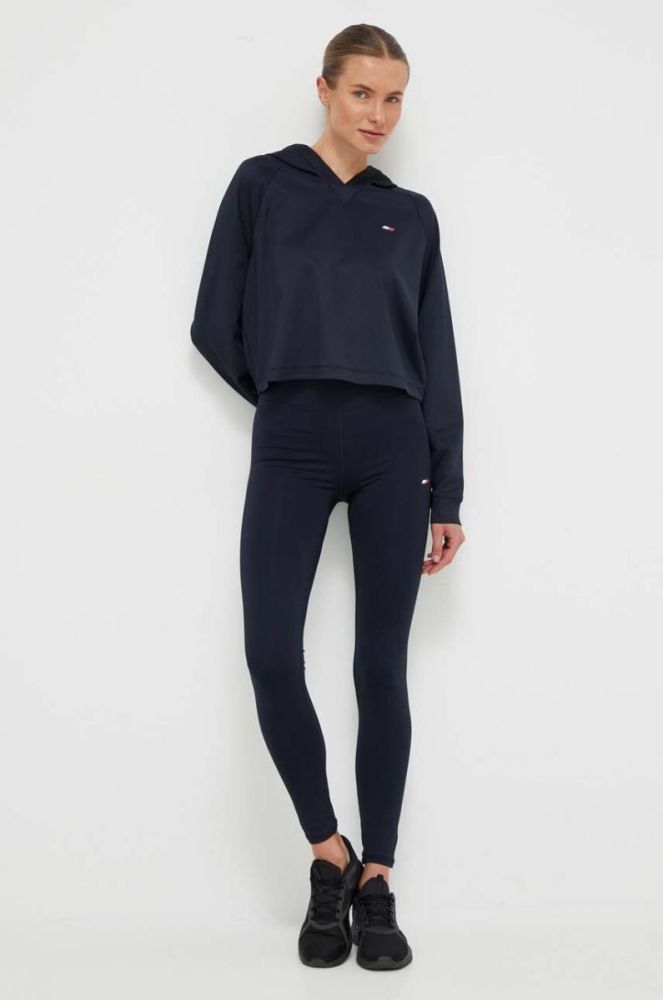 Кофта Tommy Hilfiger жіноча колір синій з капюшоном однотонна (3488935) фото 2