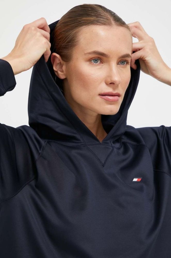 Кофта Tommy Hilfiger жіноча колір синій з капюшоном однотонна (3488935) фото 4