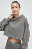 Кофта Reebok Classic жіноча колір сірий з капюшоном однотонна