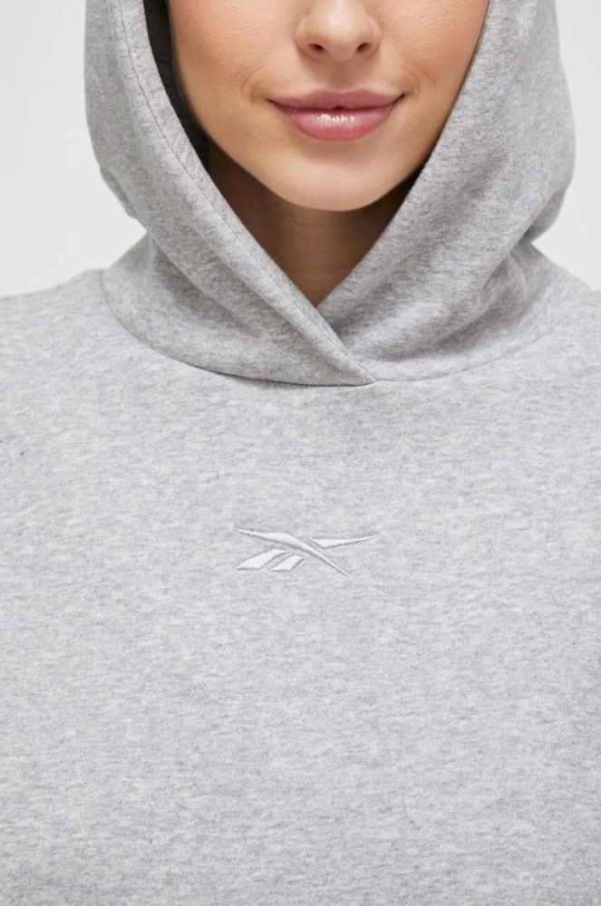 Кофта Reebok LUX COLLECTION жіноча колір сірий з капюшоном меланж фото 5