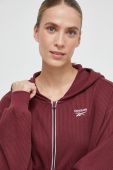 Кофта Reebok жіноча колір бордовий з капюшоном однотонна