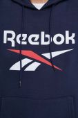 Кофта Reebok жіноча колір синій з капюшоном з принтом