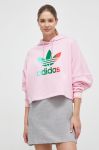 Бавовняна кофта adidas Originals жіноча колір рожевий з капюшоном з принтом (3634216)