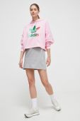 Бавовняна кофта adidas Originals жіноча колір рожевий з капюшоном з принтом (3634216)