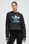 Бавовняна кофта adidas Originals жіноча колір чорний з капюшоном з аплікацією (3634219)