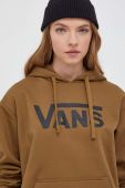 Кофта Vans жіноча колір коричневий з капюшоном з принтом (3680912)