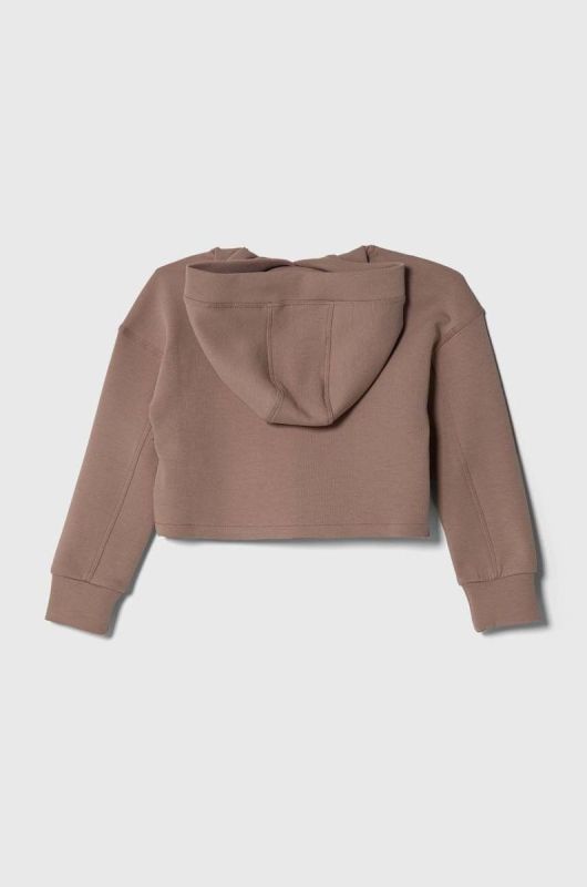 Дитяча кофта Guess колір бежевий з капюшоном з принтом фото 2