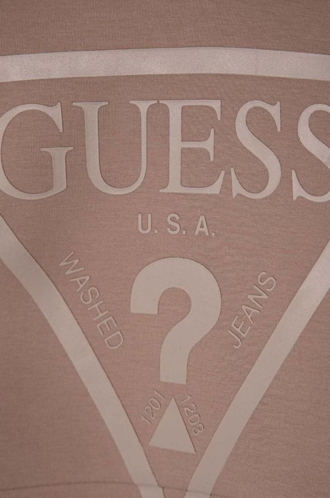 Дитяча кофта Guess колір бежевий з капюшоном з принтом фото 3