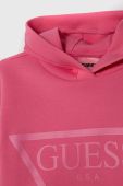 Дитяча кофта Guess колір рожевий з капюшоном з принтом (3362407)
