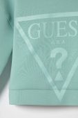 Дитяча кофта Guess колір бірюзовий з капюшоном з принтом