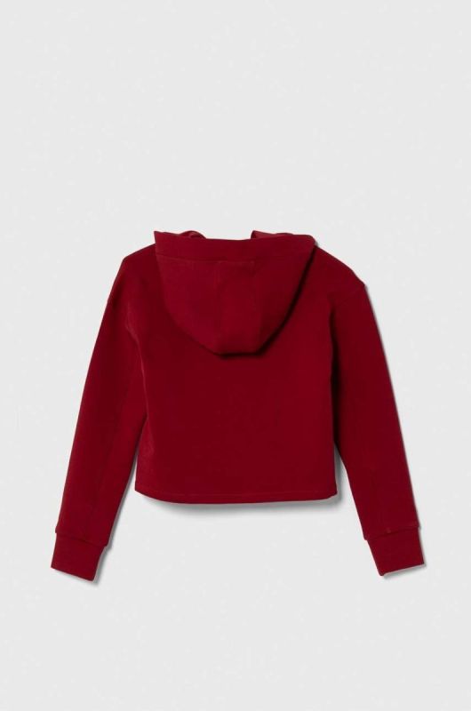 Дитяча кофта Guess колір бордовий з капюшоном з принтом фото 2