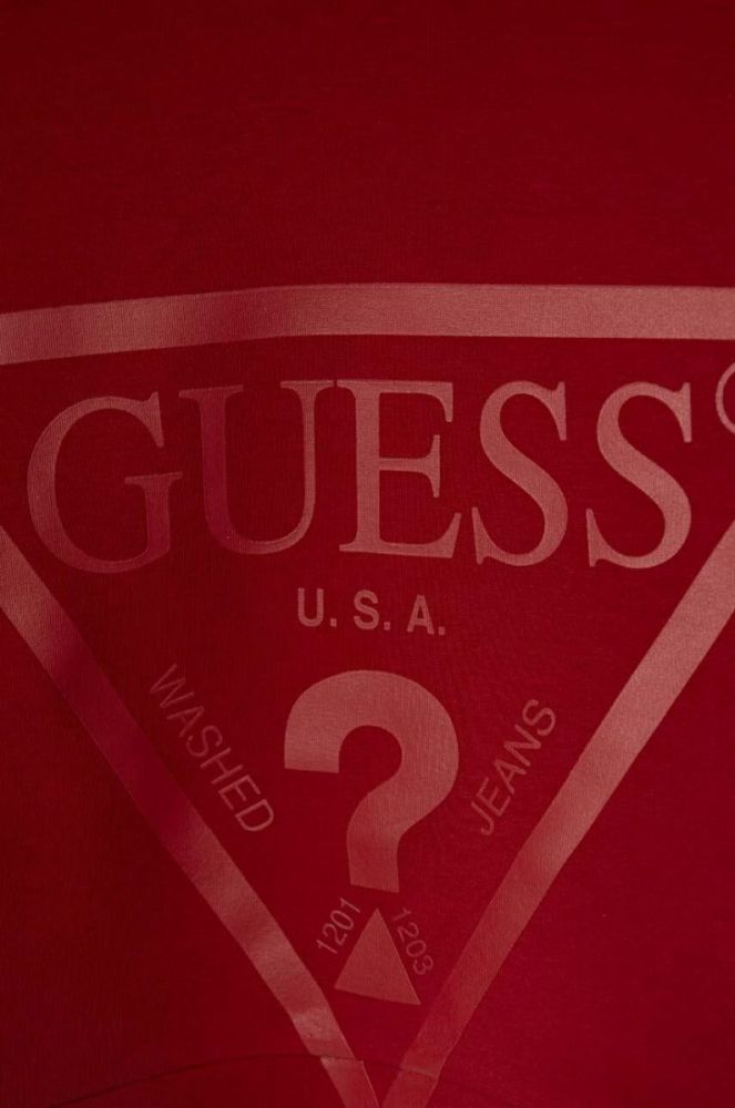 Дитяча кофта Guess колір бордовий з капюшоном з принтом фото 3