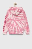 Дитяча бавовняна кофта Guess колір рожевий з капюшоном візерунок (3293694)