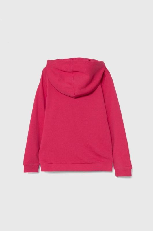 Дитяча бавовняна кофта Guess колір рожевий з капюшоном з принтом (3372512) фото 2