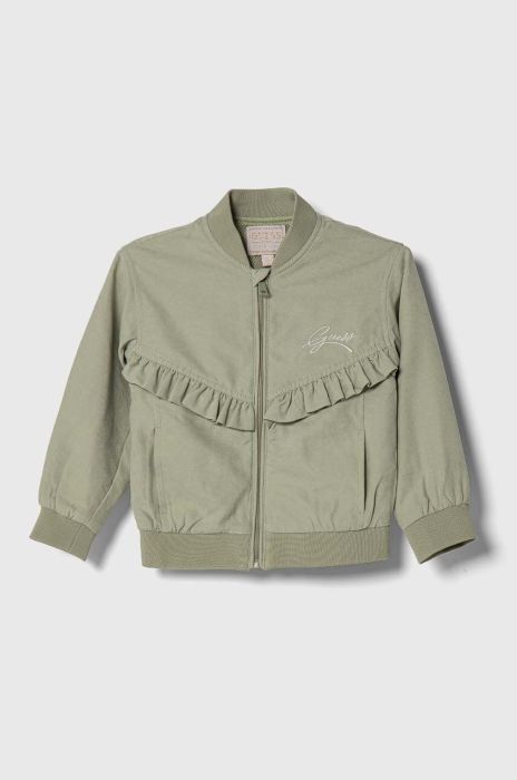 Дитяча кофта Guess колір зелений однотонна