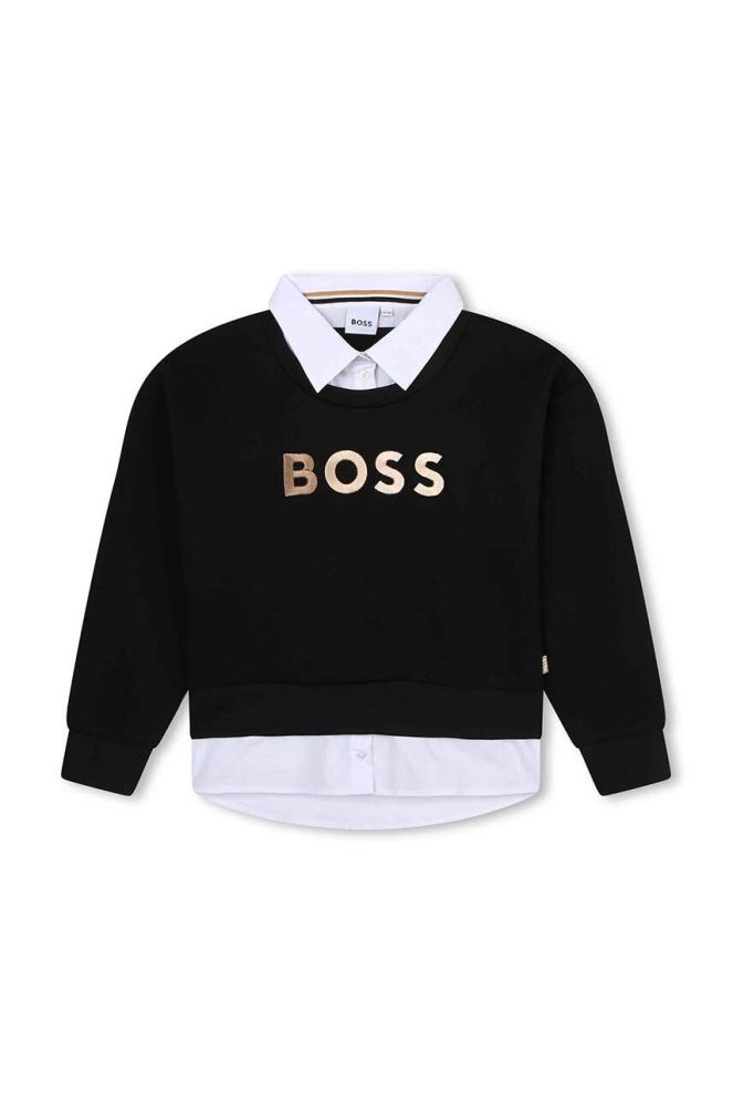 Дитяча кофта BOSS колір чорний з аплікацією (3445360)