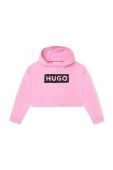 Дитяча кофта HUGO колір рожевий з капюшоном з принтом (3545811)