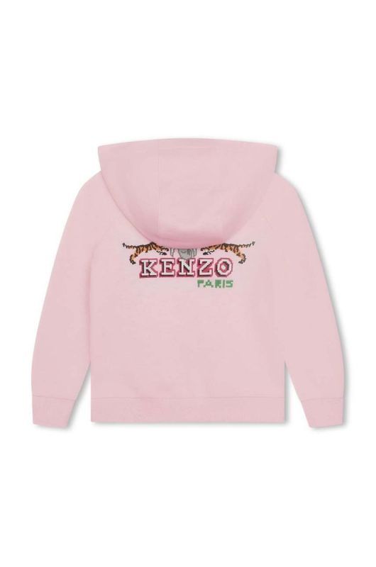 Дитяча бавовняна кофта Kenzo Kids колір рожевий з капюшоном з принтом (3449969) фото 2
