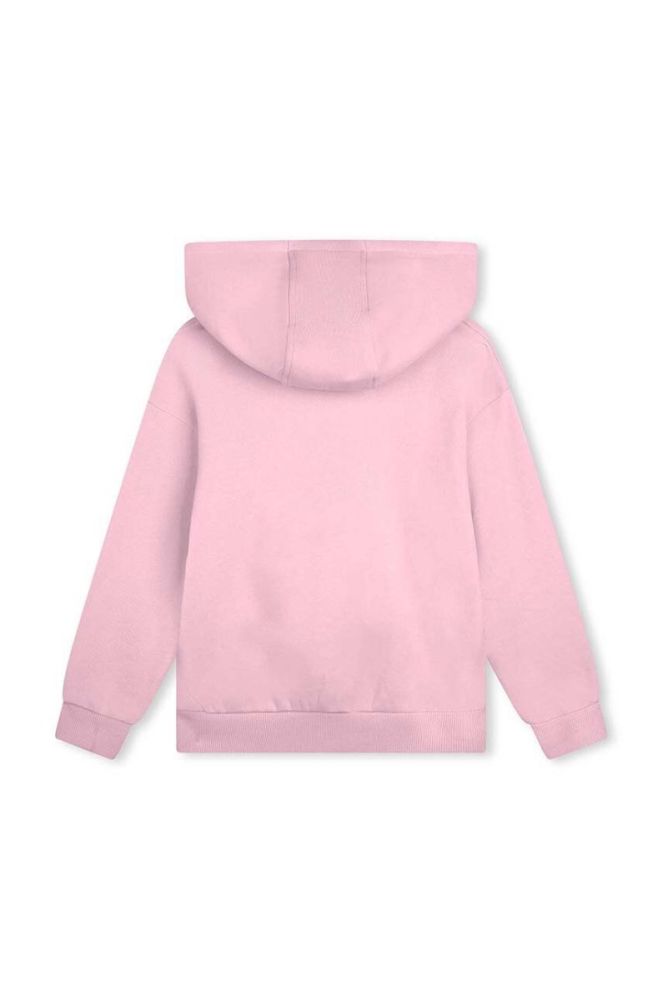 Дитяча бавовняна кофта Kenzo Kids колір рожевий з капюшоном з принтом (3449985) фото 2