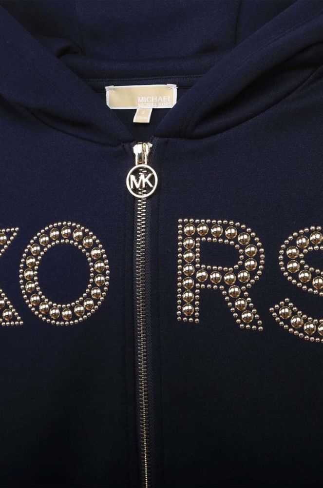 Дитяча кофта Michael Kors колір синій з капюшоном з аплікацією фото 4
