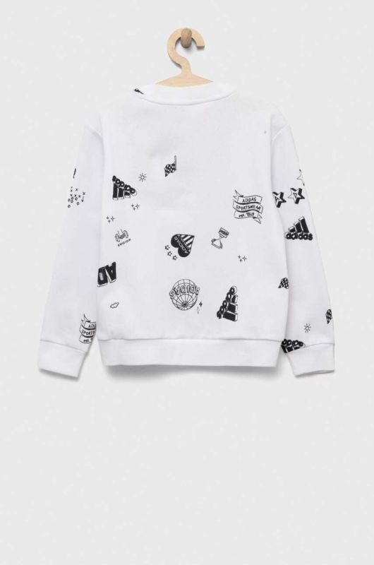 Дитяча кофта adidas JG BLUV Q3SWEAT колір білий візерунок фото 2