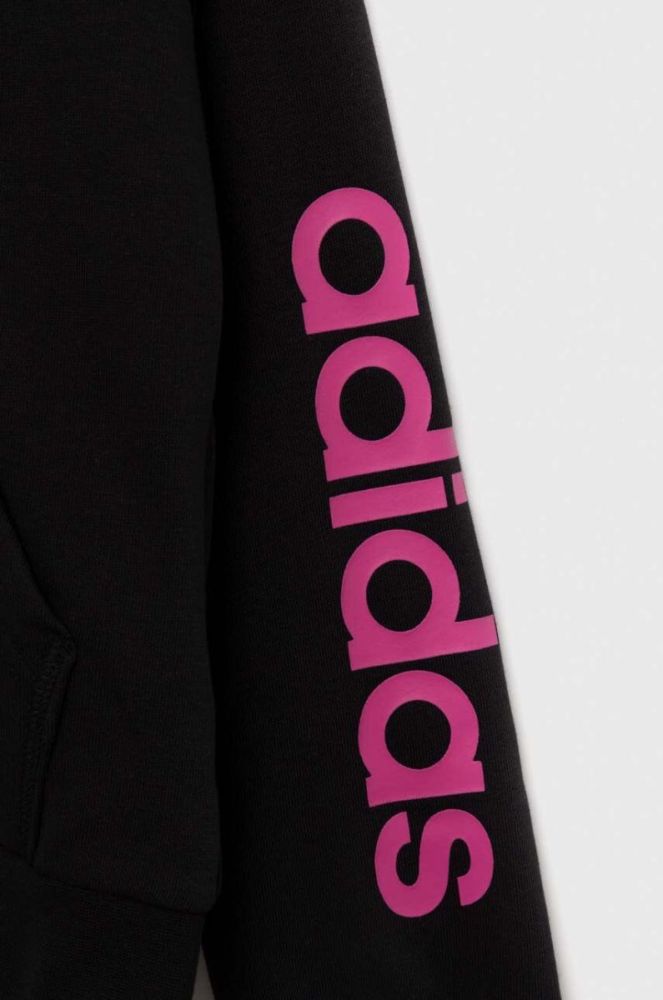 Дитяча кофта adidas колір чорний з капюшоном з принтом (3327535) фото 3