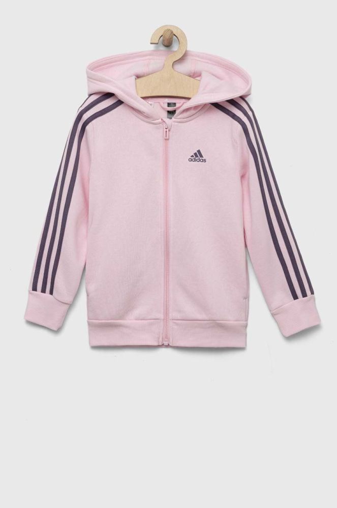 Дитяча кофта adidas колір рожевий з капюшоном з аплікацією (3310964)