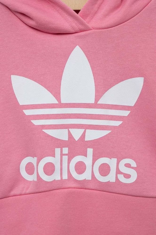 Дитяча кофта adidas Originals колір рожевий з капюшоном з принтом фото 4