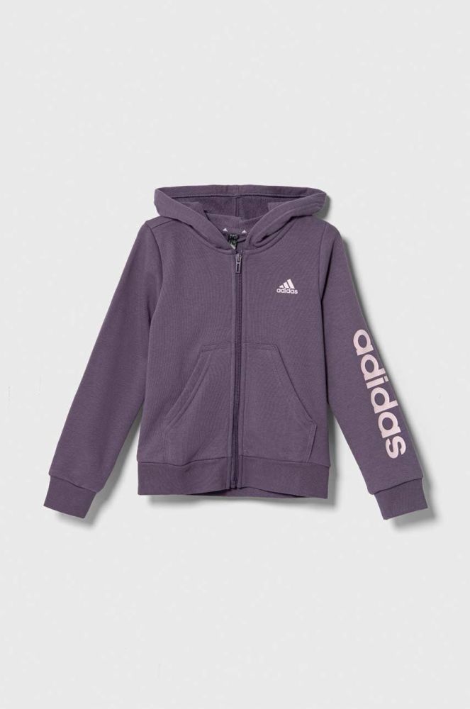 Дитяча кофта adidas колір фіолетовий з капюшоном з принтом (3601182)