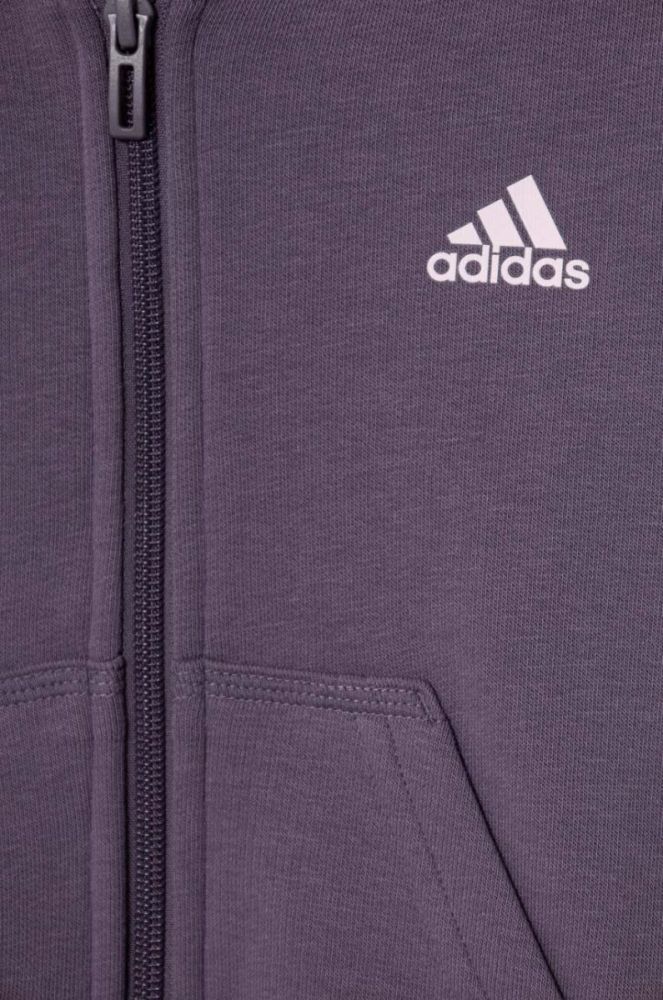 Дитяча кофта adidas колір фіолетовий з капюшоном з принтом (3601182) фото 3