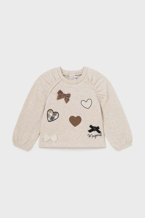 Кофта для немовлят Mayoral колір бежевий з аплікацією Кофта для немовлят Mayoral колір бежевий з аплікацією